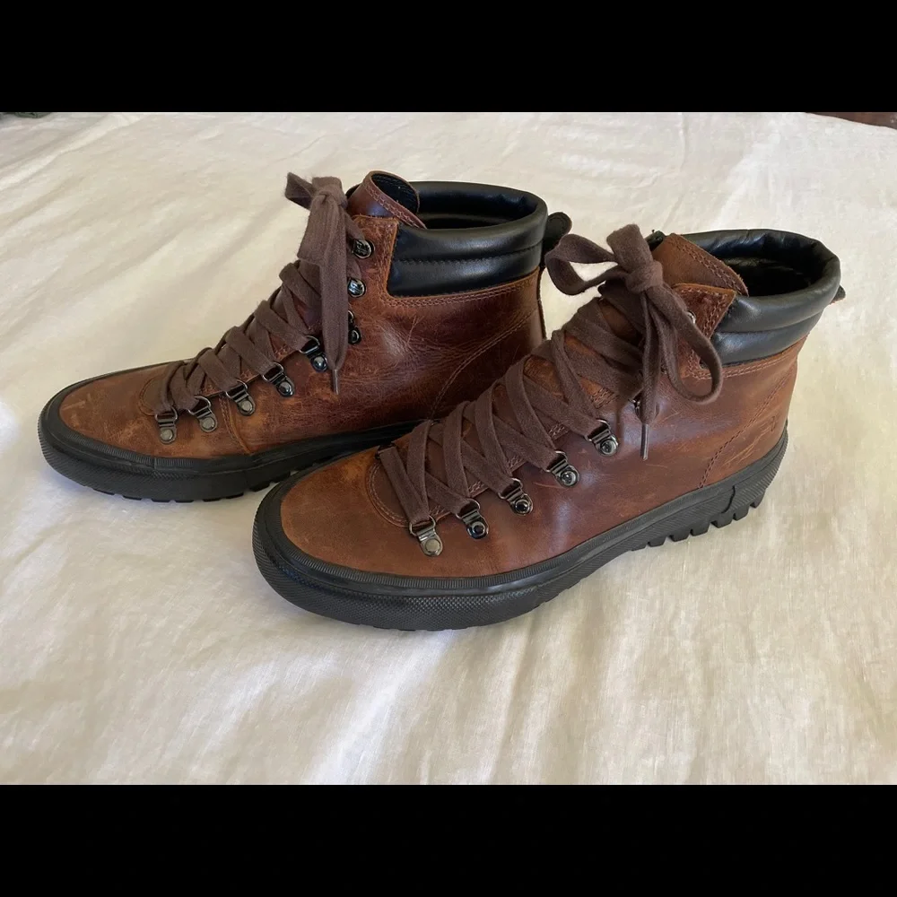 Frye Brown Leather Lace-Up Hiking Boots
